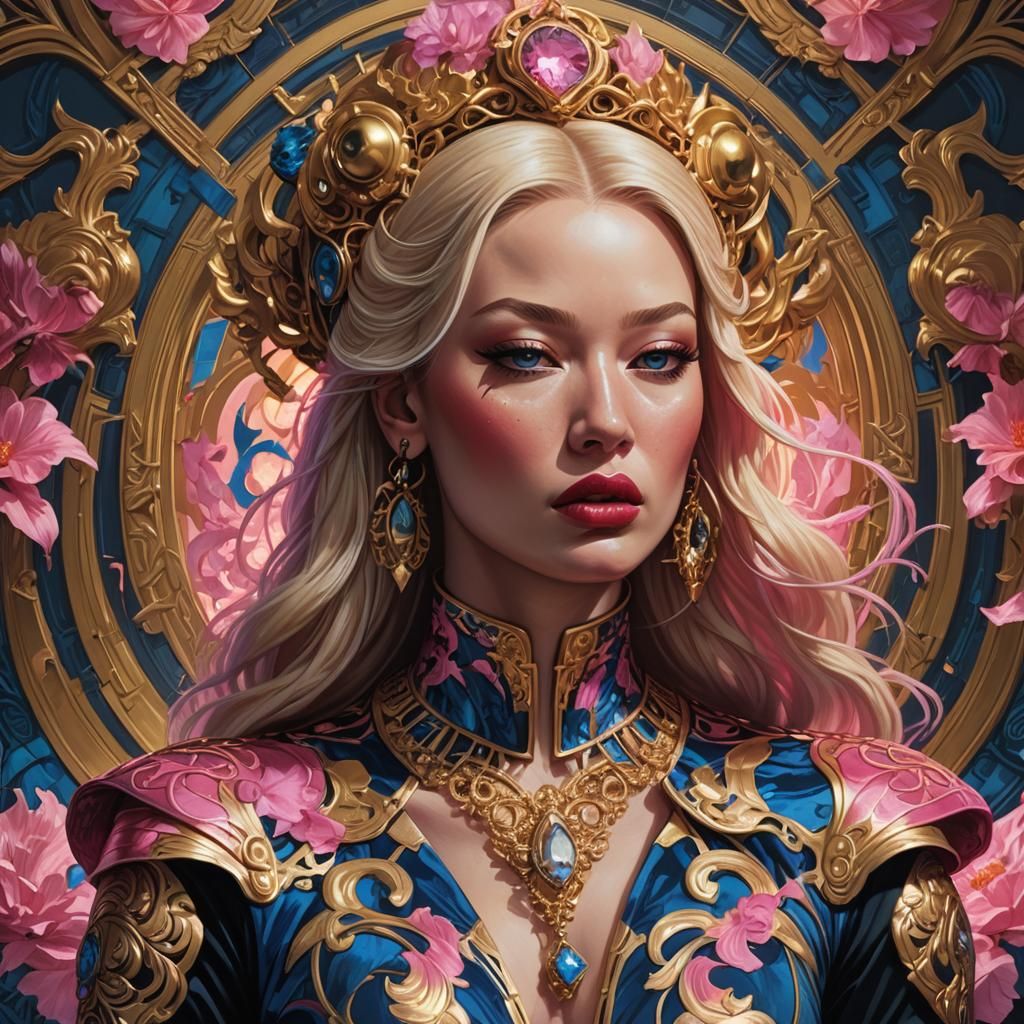 Fierce Woman in Art Nouveau Comic Style