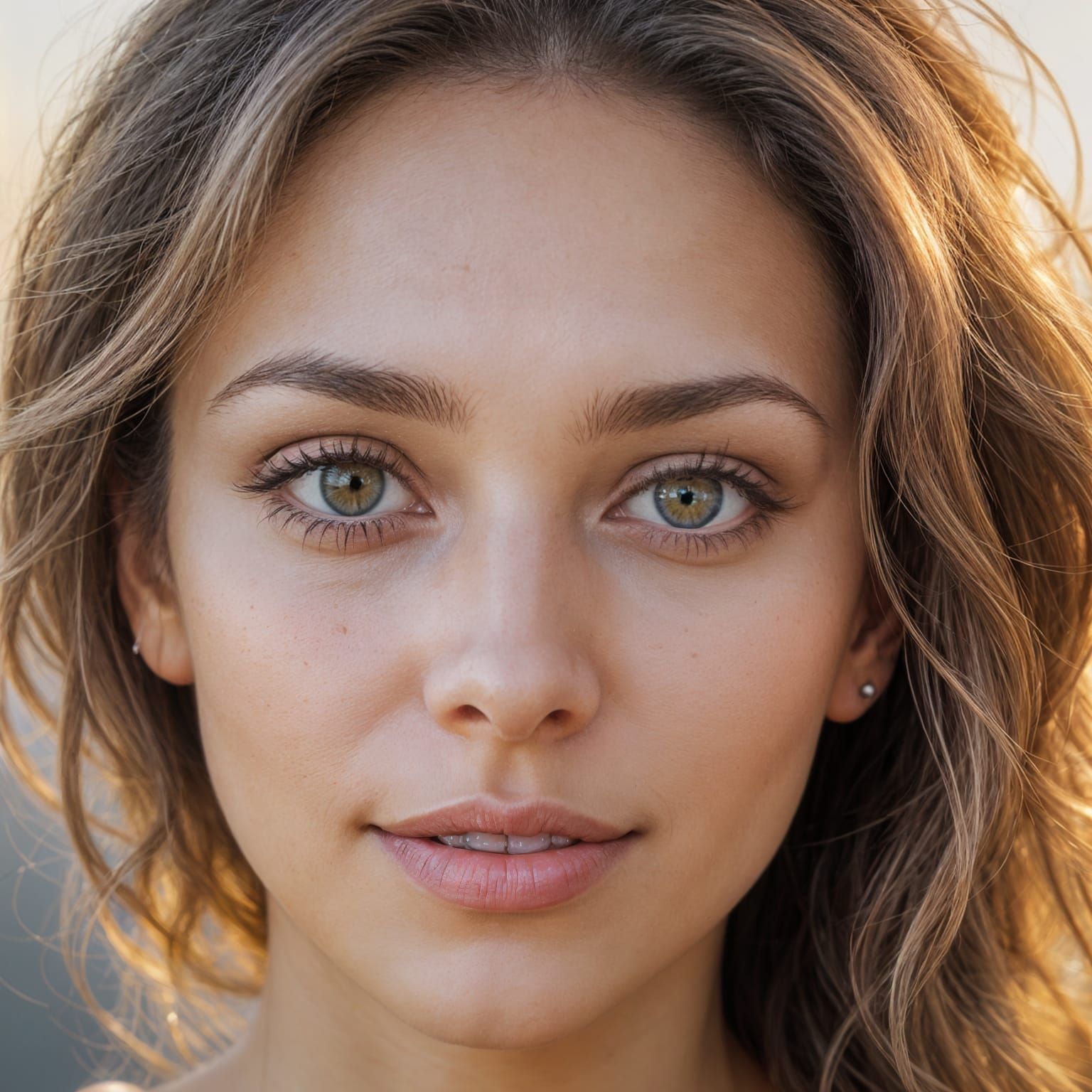 Radiant Portrait of Woman with Hazel Eyes