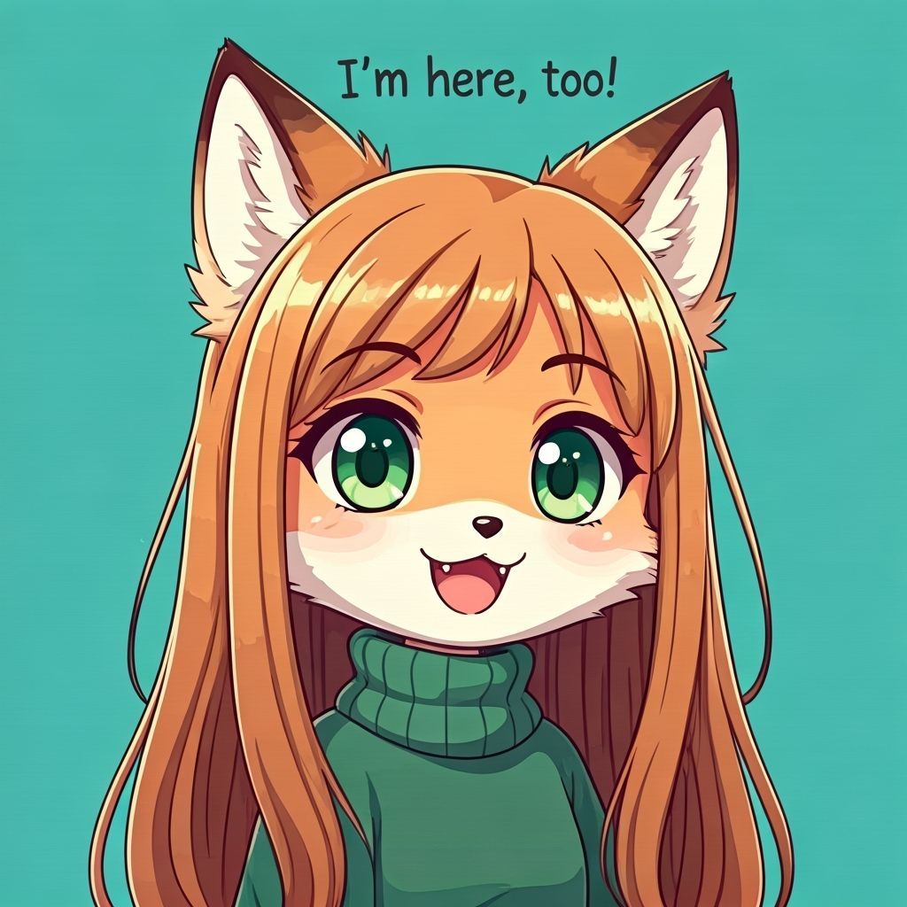 Adorable Chibi Fox Girl in Green Sweater