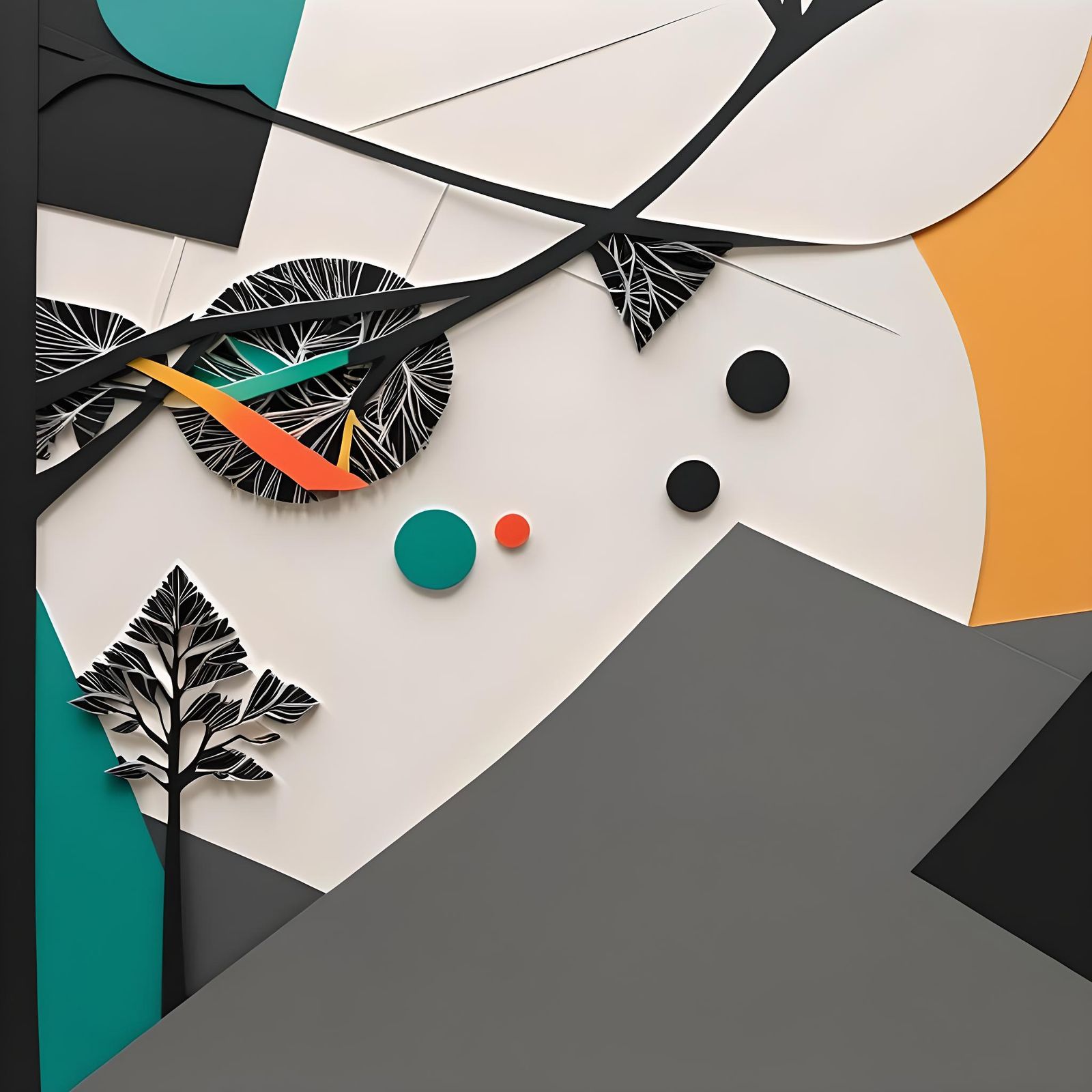 Dimensional Paper Tree with Embossed Lines