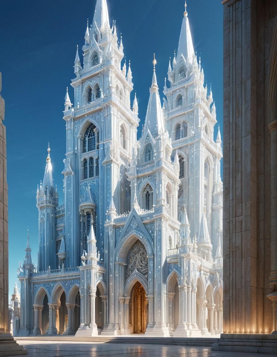 Sparkling Crystal Temple with Delicate Spires