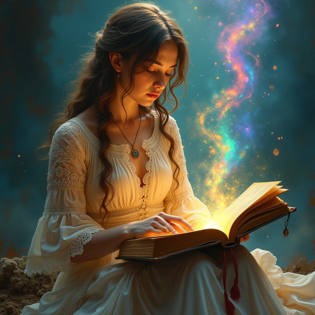 Enchanting Bohemian Woman in Ethereal Glow