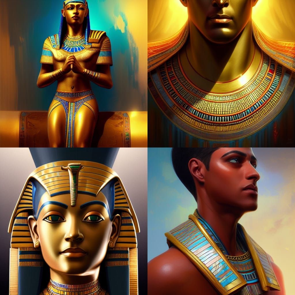 Egyptian God Ptah Portrait in Hyperdetailed Style