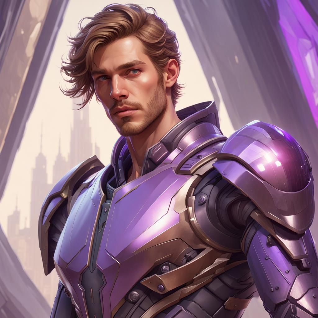 Man in Futuristic Armor, Hyperdetailed Digital Portrait