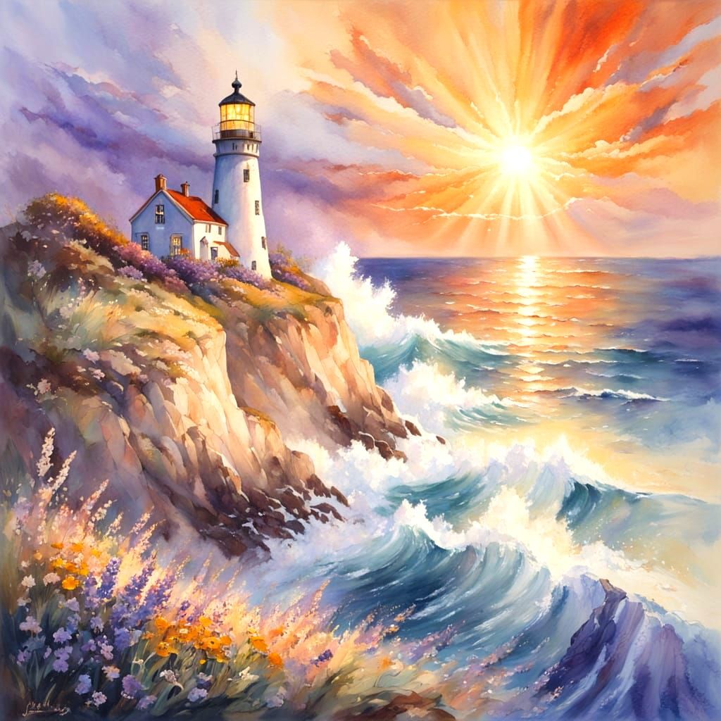 Lighthouse at sunset