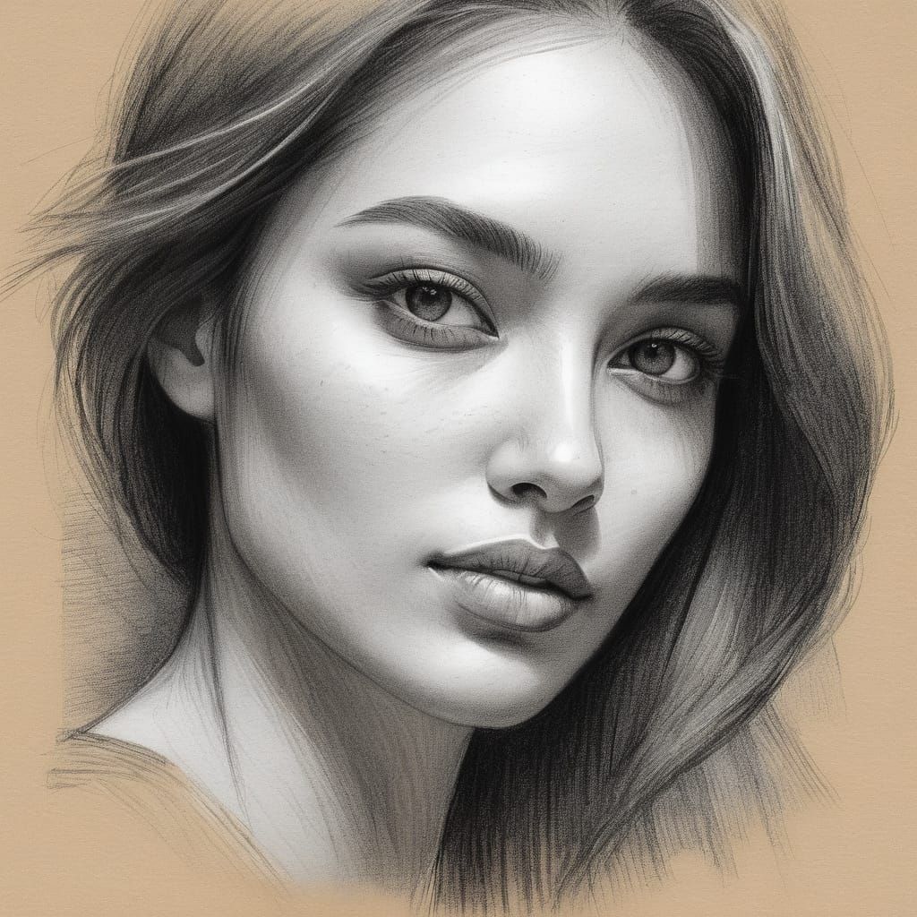 Stunning Young Woman: Expressive Graphite Pencil Sketch