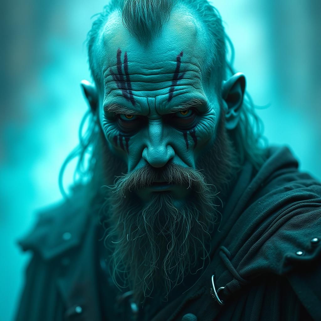 Ethereal Viking Pirate Captain in Dark Fantasy Style