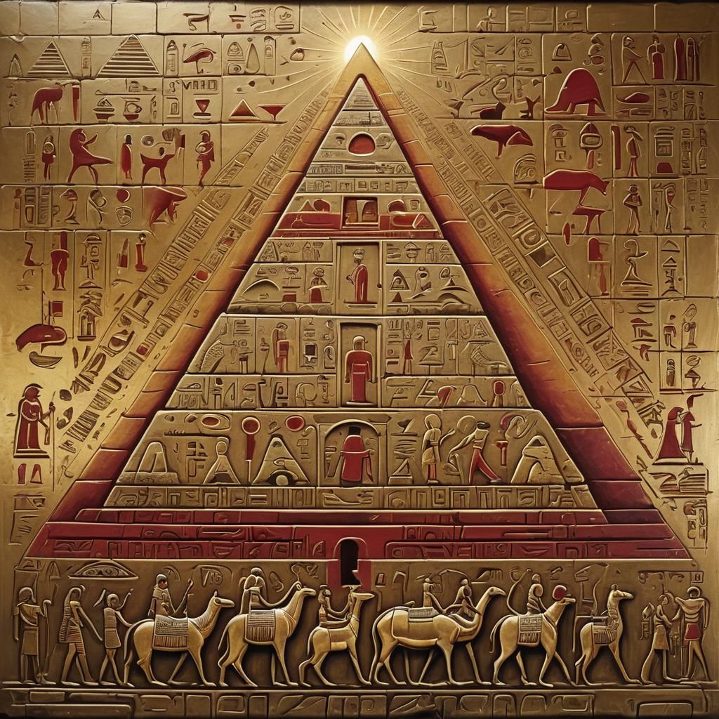 Egyptian Pyramid Hieroglyphs in Graffiti Art Style