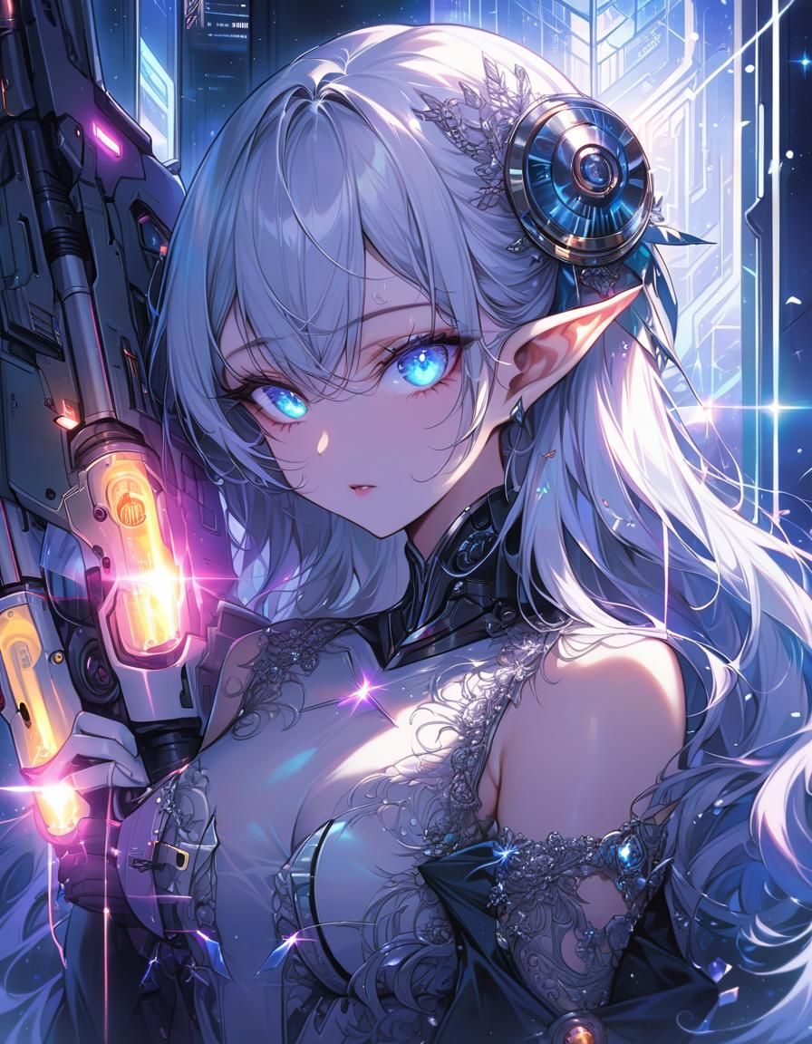 Futuristic Elf Soldier with Plasma Pistol