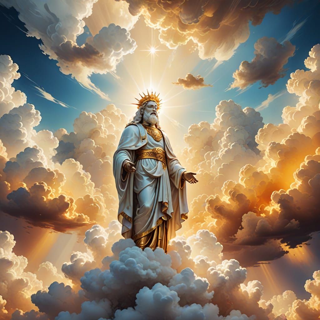 Heavenly Deity in Clouds: Divine Surrealism