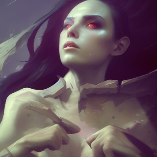 Dark Fantasy Masterpiece in Purple and Yellow