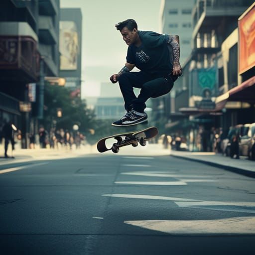 Champion Skateboarder Jumps in Gritty Action Photography