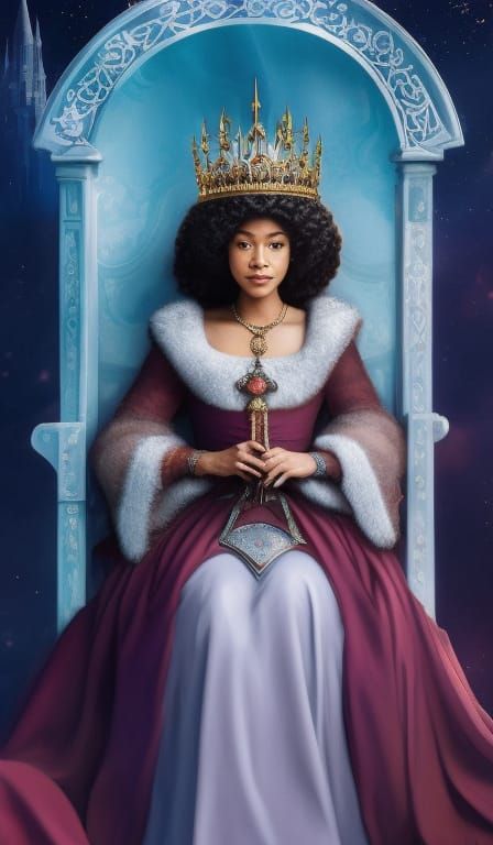 Medieval Queen on Ornate Throne: Fantasy Art