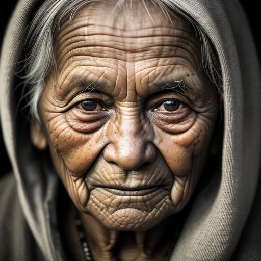 Smiling Tribal Woman Portrait in Hyperrealistic Style