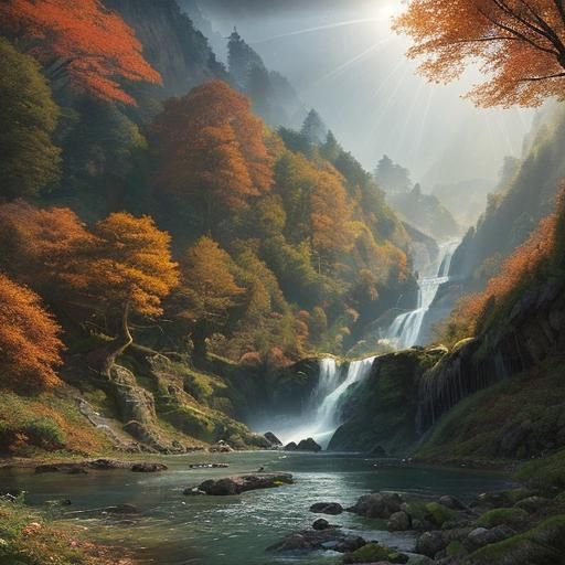 Autumn Sunlight on Forest Hills: A Digital Painting