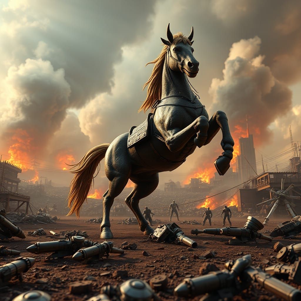 A battle horse is a mighty foe - even without a rider!