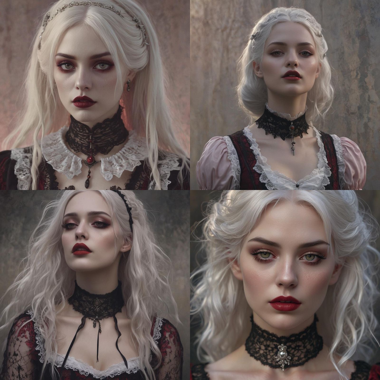 Vampiric Girl in Goth Dress, Doré Style