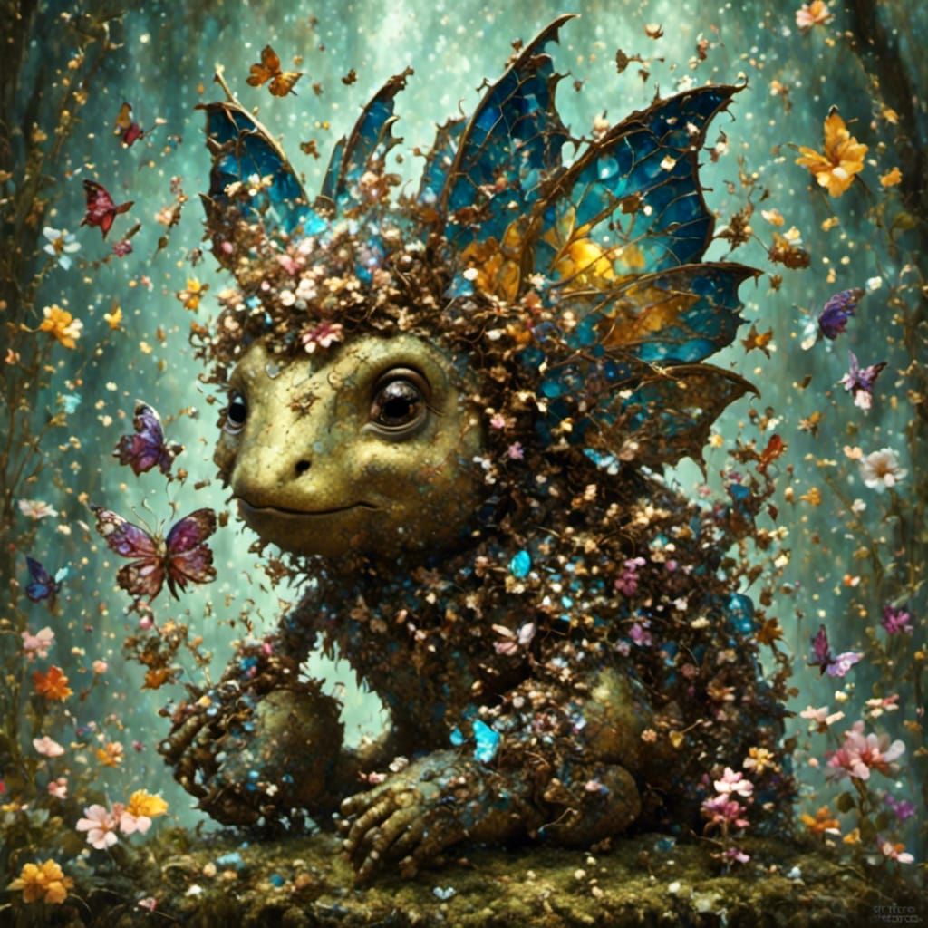 Fairy Animals in Crystal Cubism Style