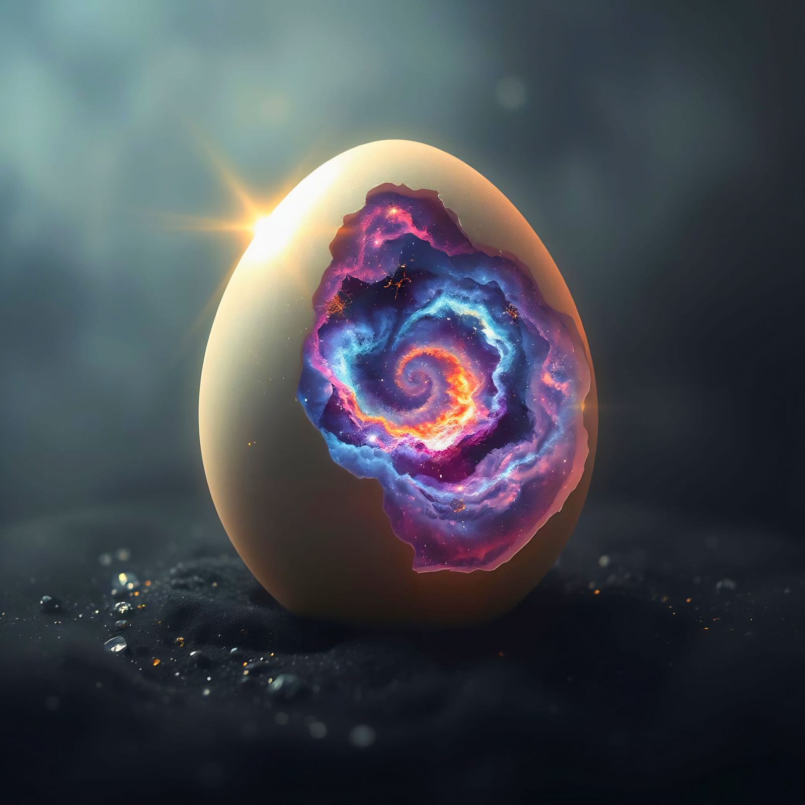 Ethereal Cosmic Egg in Dreamlike Glow