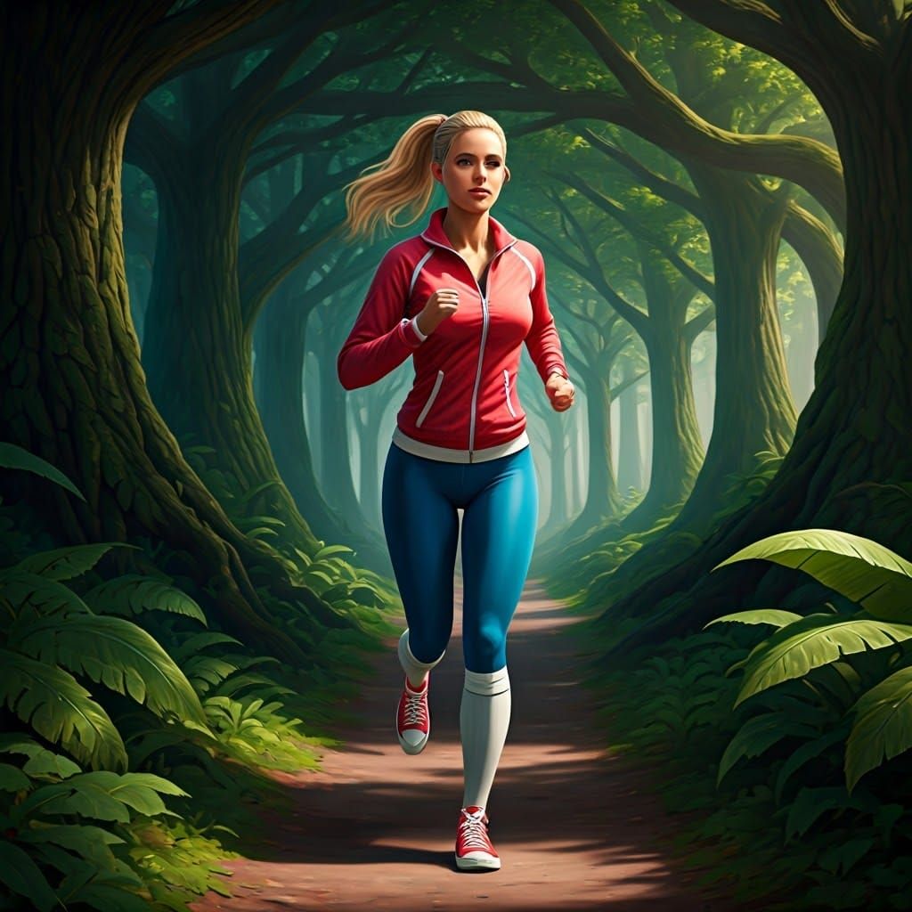 Woman Running in Forest Inspired by Fantasy Concept Art