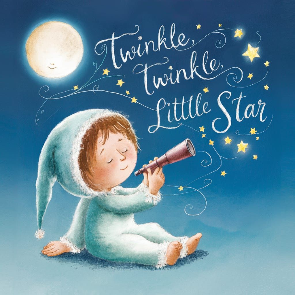 Child Gazing at Twinkling Stars Under Night Sky
