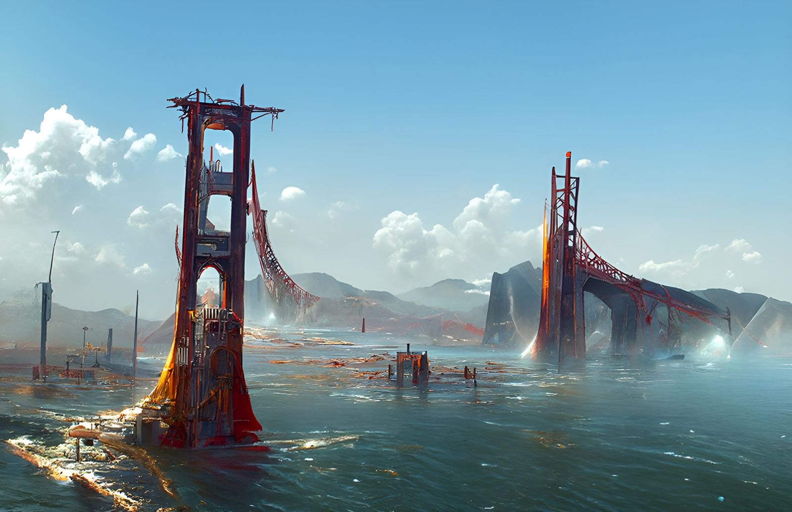 Dystopian Golden Gate Bridge Matte Painting