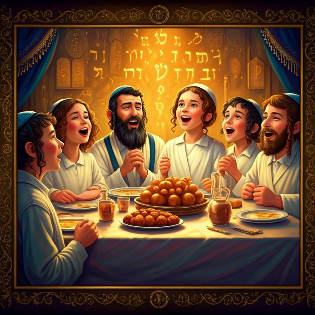 Vibrant Passover Celebration in Traditional Style