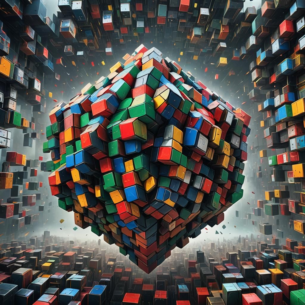 Giant Rubik's Cube: Epic Digital Matte Painting