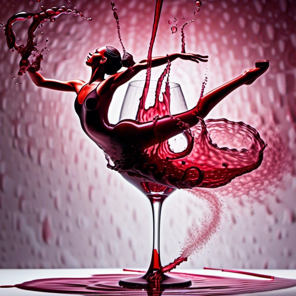 Red Wine Ballerina in Surreal Fantasy Dance