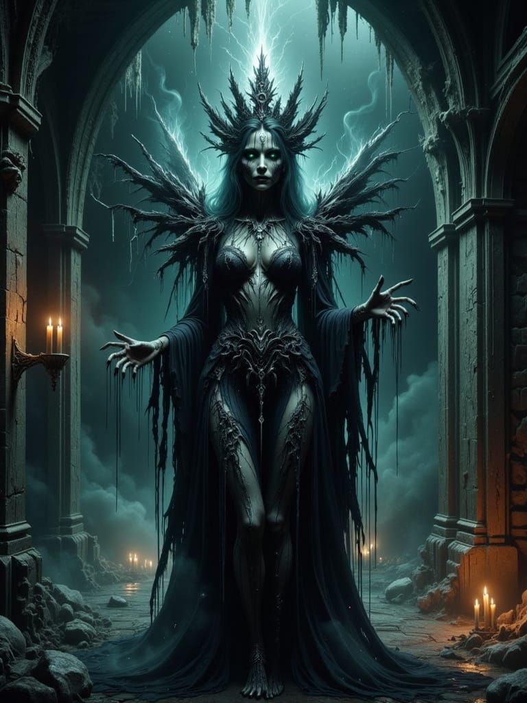 Mysterious Undead Necromancer in Dark, Victorian-Era Inspire...