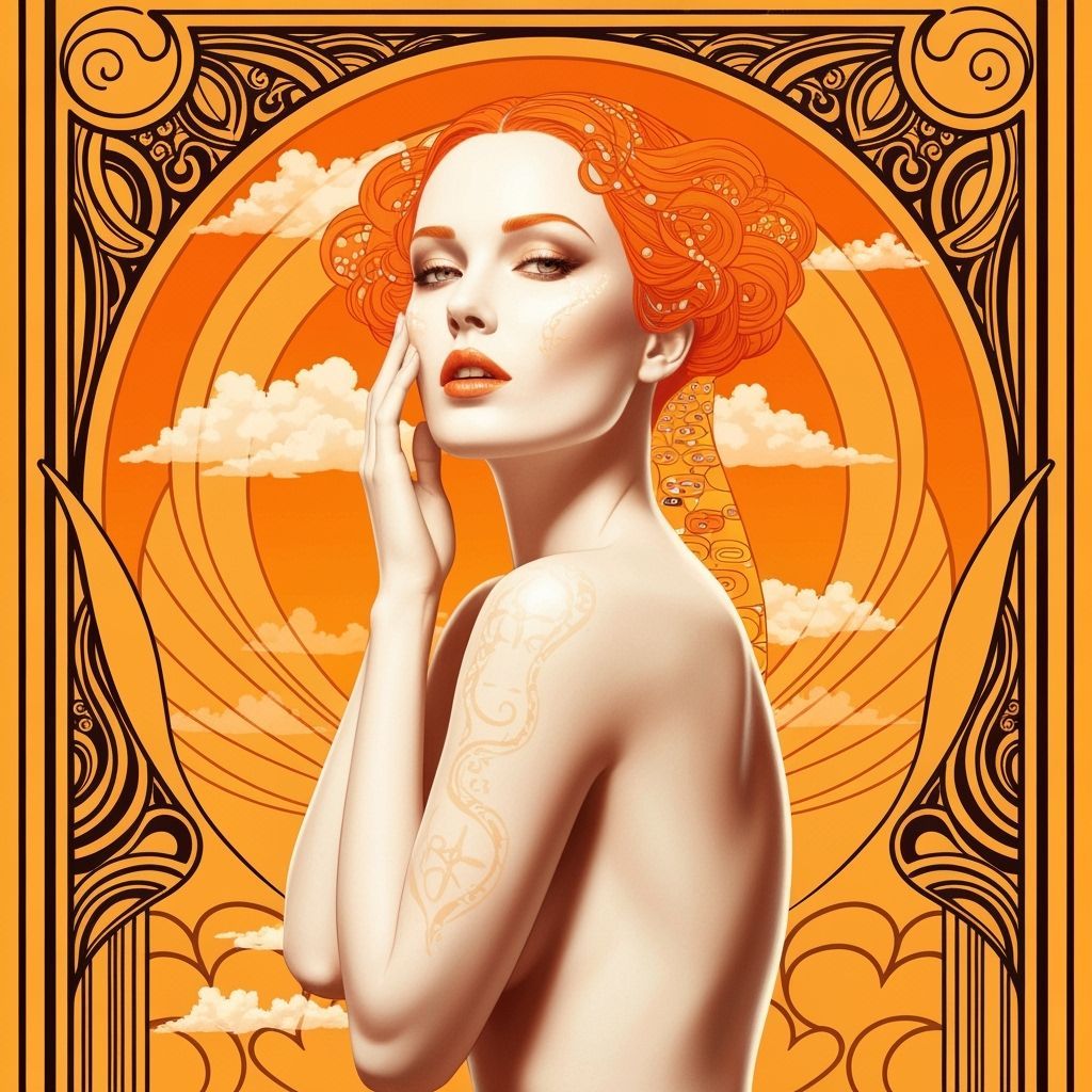 Elegant Woman with Orange Hair in Art Deco Style
