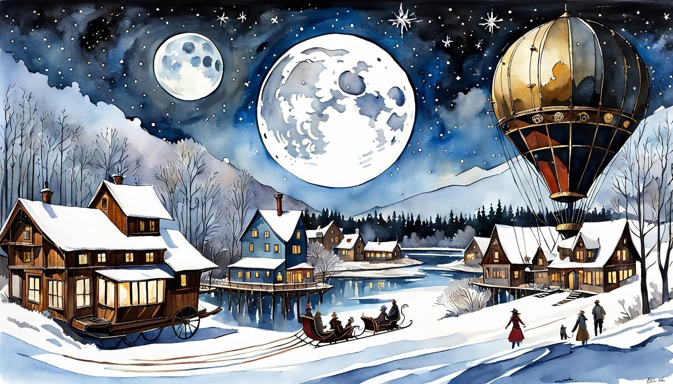 Steampunk Sleigh Rides Through Frozen Village