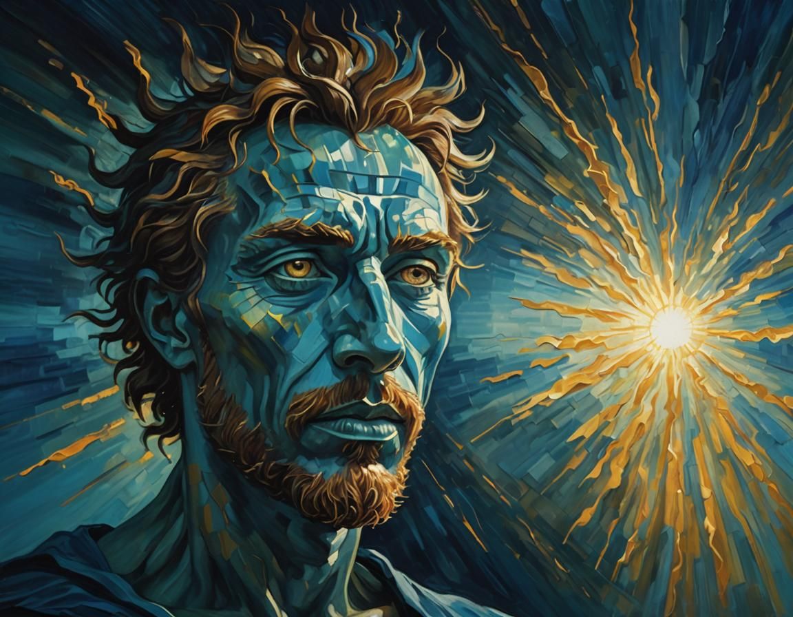 Surreal Sun God Portrait in Dreamscape Style