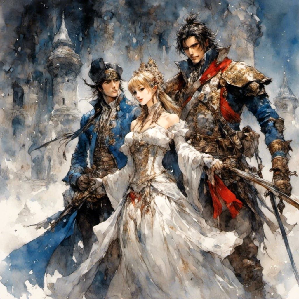 Anime Style Korean Warrior Flirting with Castle Lady