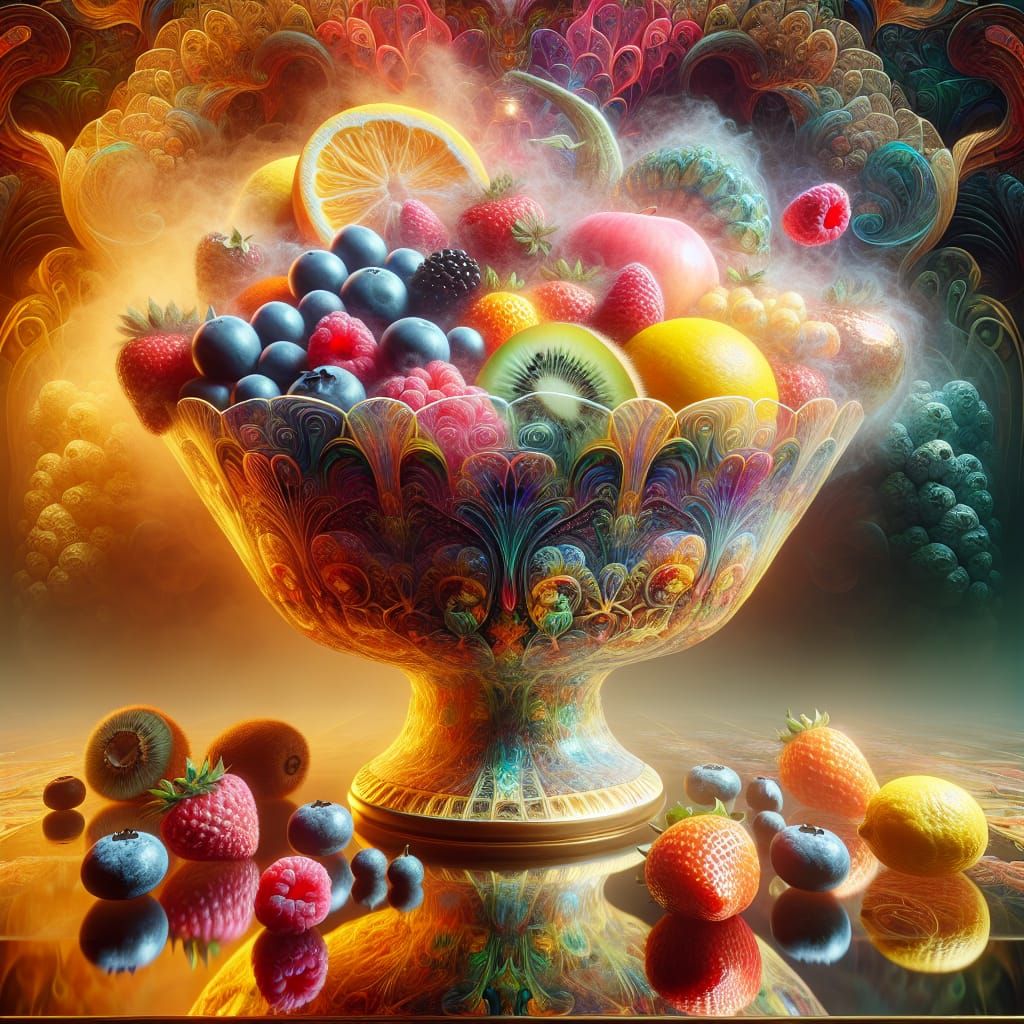 Psychedelic Fruit Bowl Still Life Photography