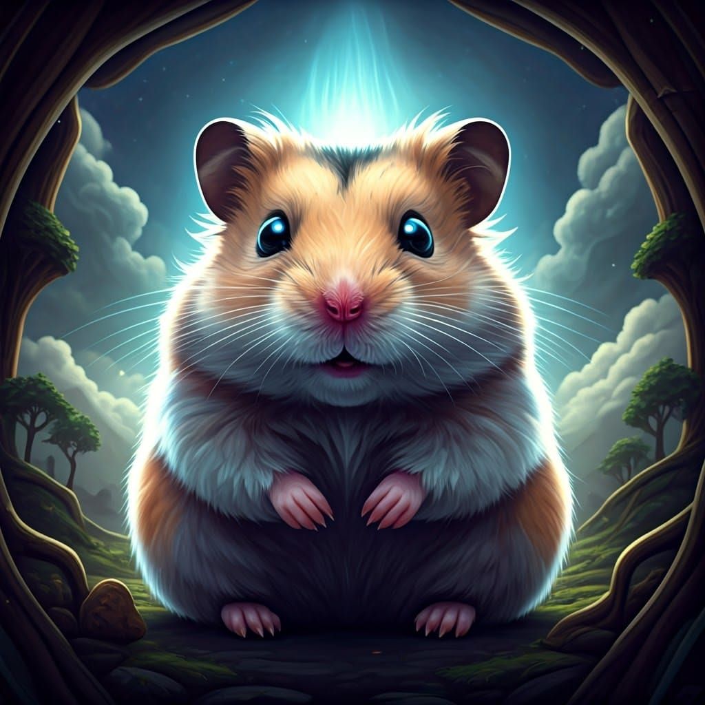 Whimsical Hamster in Dreamscape: Fantasy Concept Art
