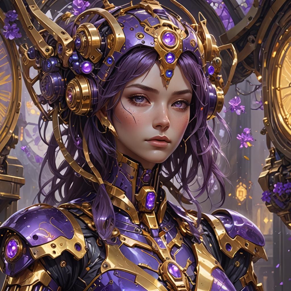 Magically Animated Clockwork Robot Maid Portrait