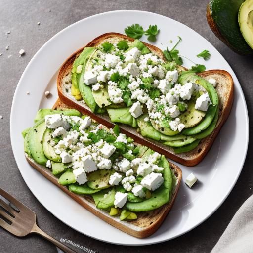 Avocado, Onion, and Feta on Toast