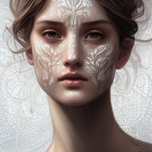 Intricate Lace Portrait in Hyperdetailed Style