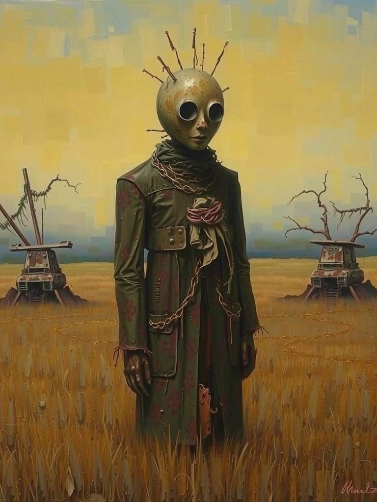 Forlorn Scarecrow in Post-Industrial Decay