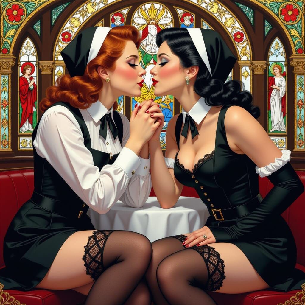 Two Priestesses Kissing in Stockings: A Masterpiece