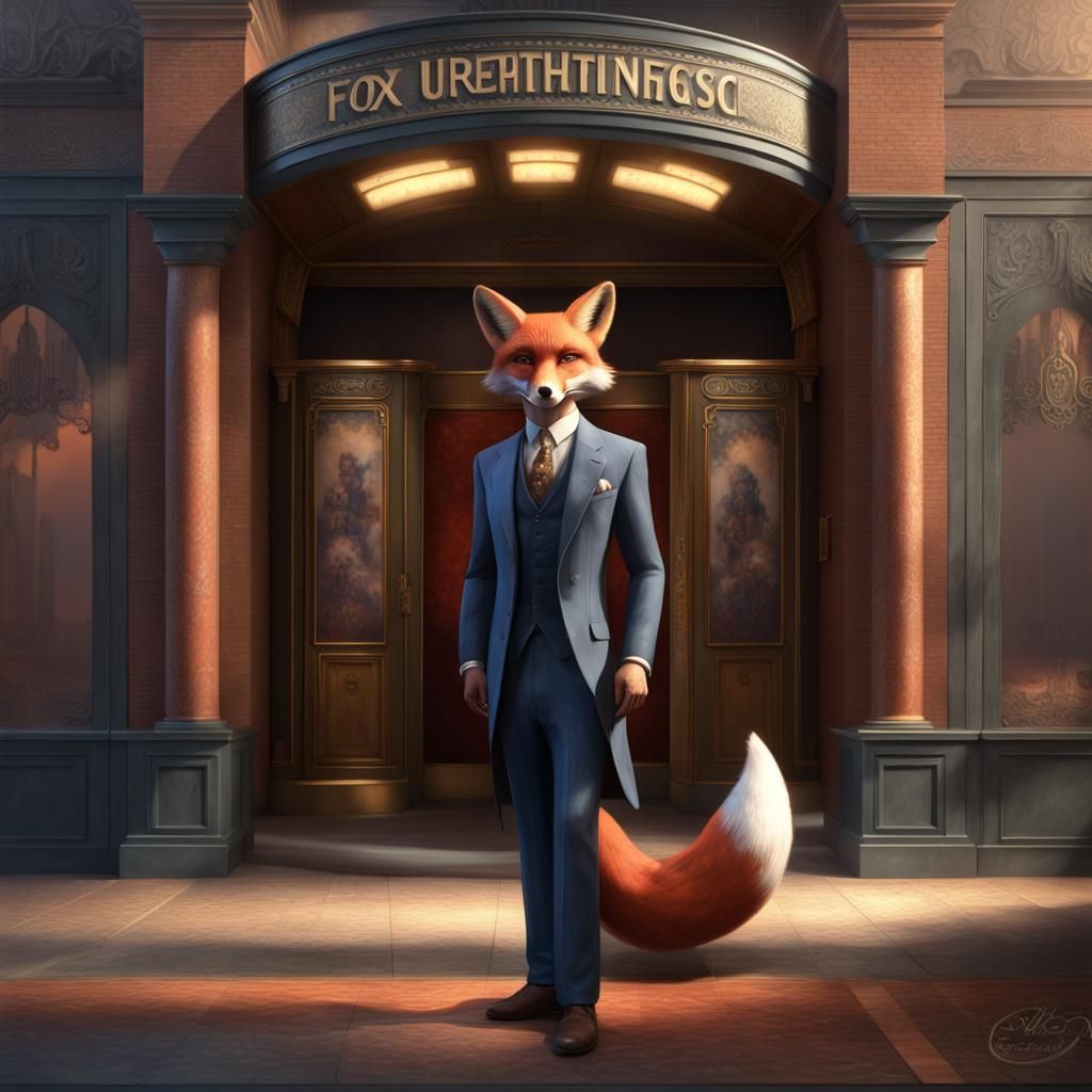 Distinguished Fox Man in Suit, Digital Painting