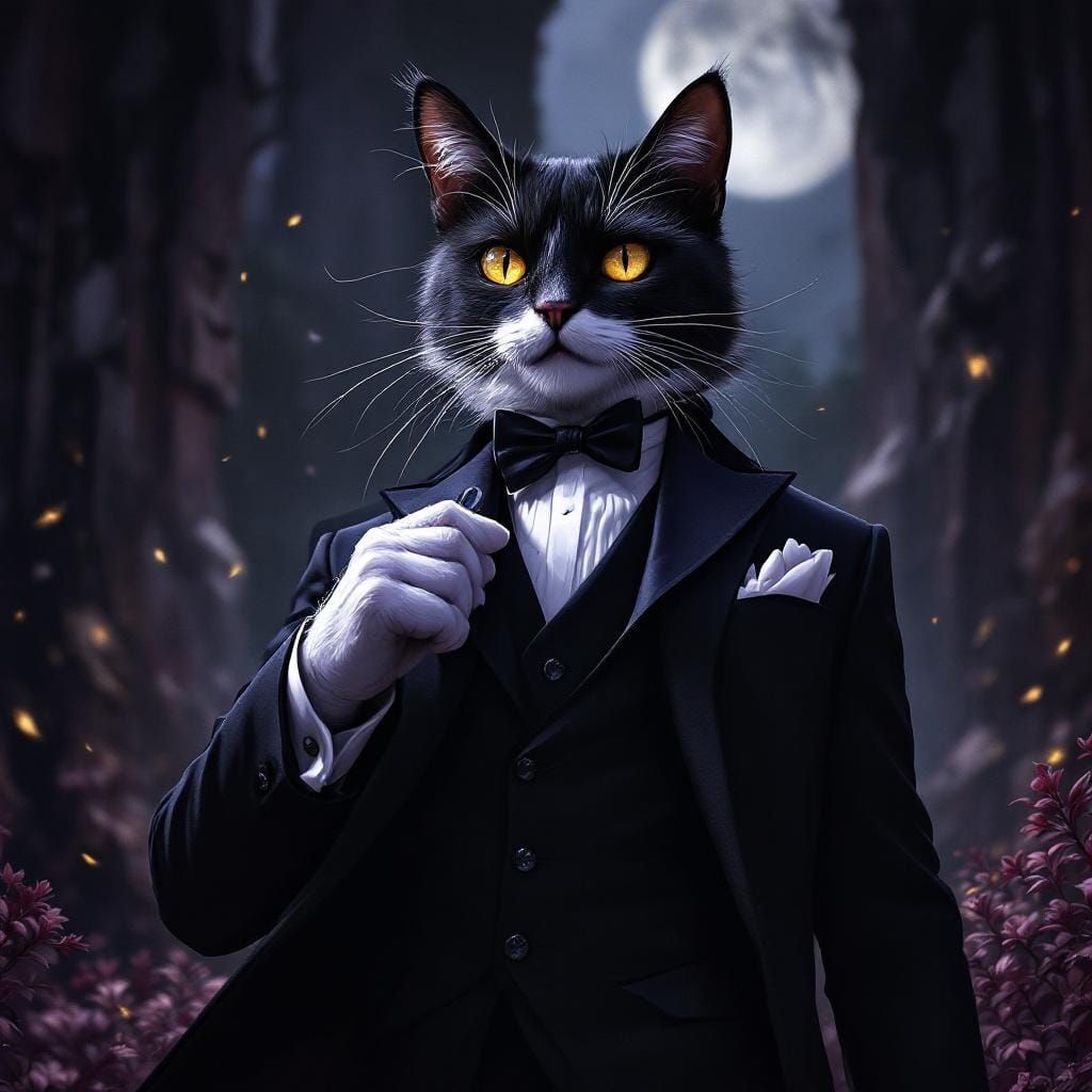 Dapper Tuxedo Cat as 007 Agent