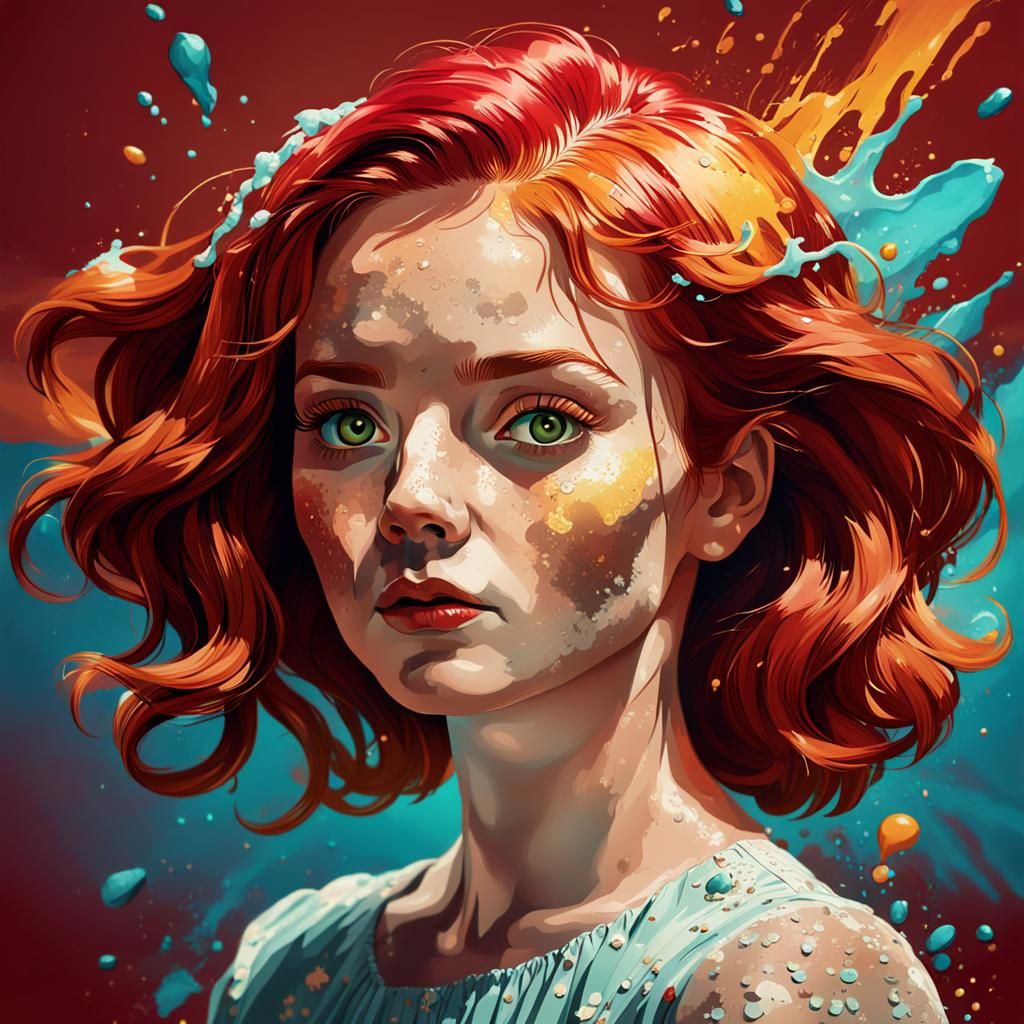 Vintage Redhead in Hyperrealistic Splash Art Style