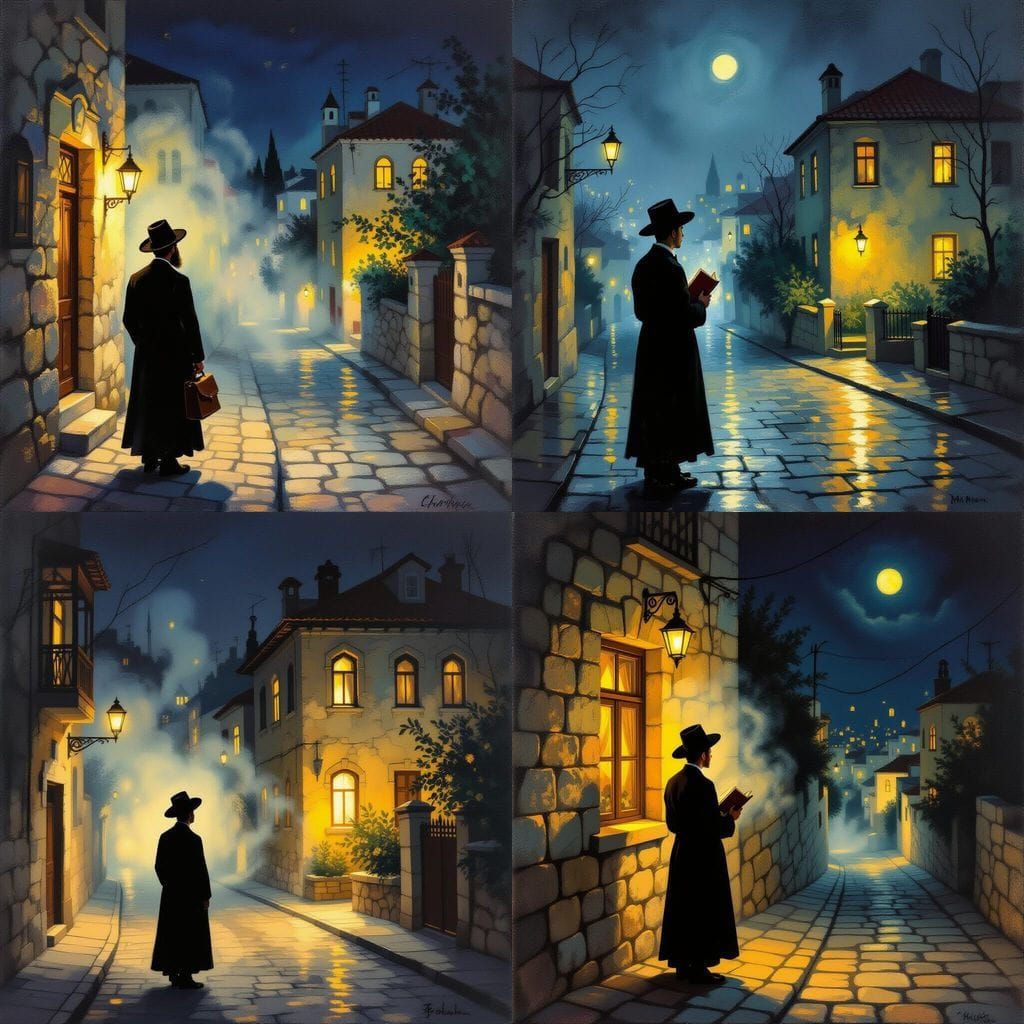 Nostalgic Painting of a Man Returning Home