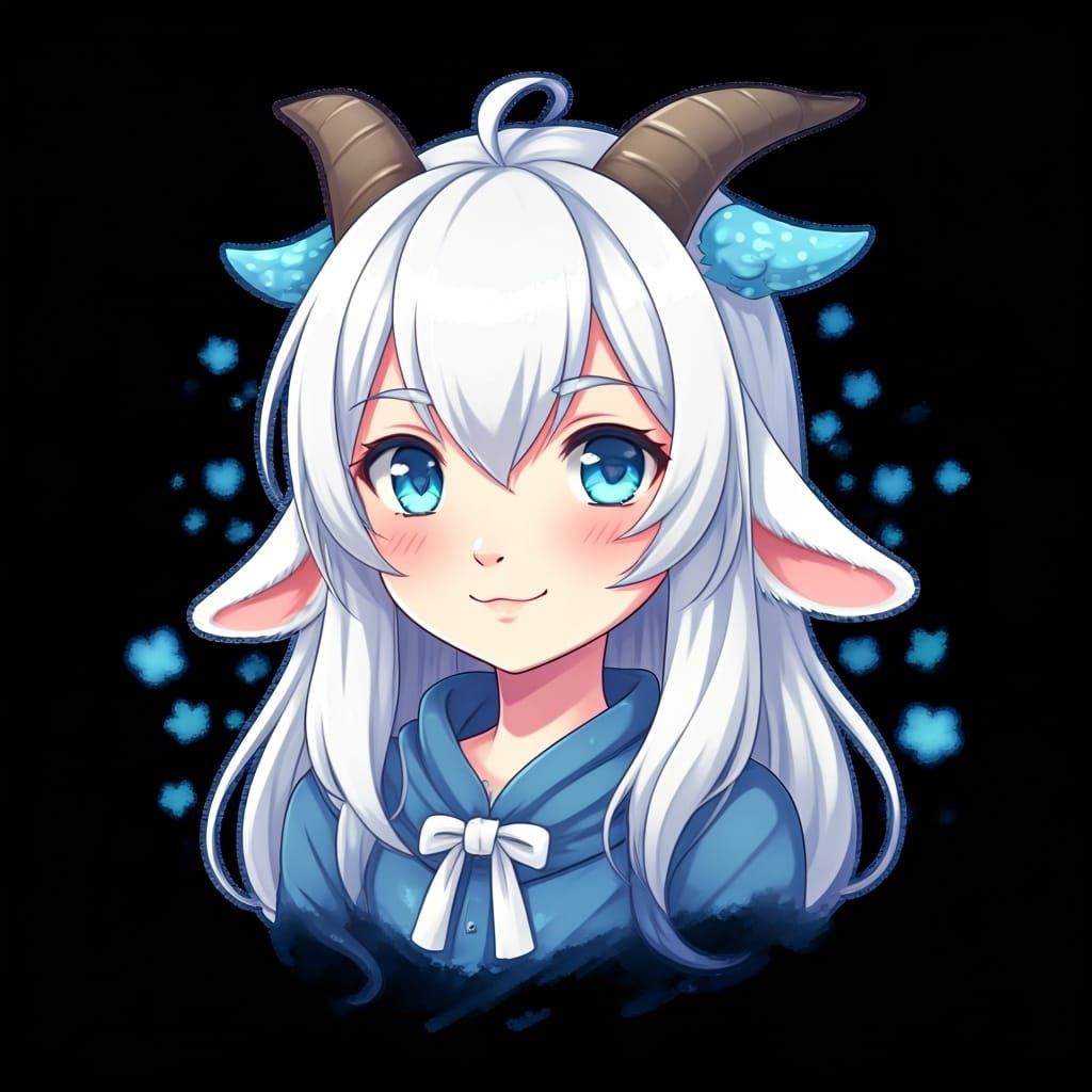Cute Chibi Goat-Person in Anime Style