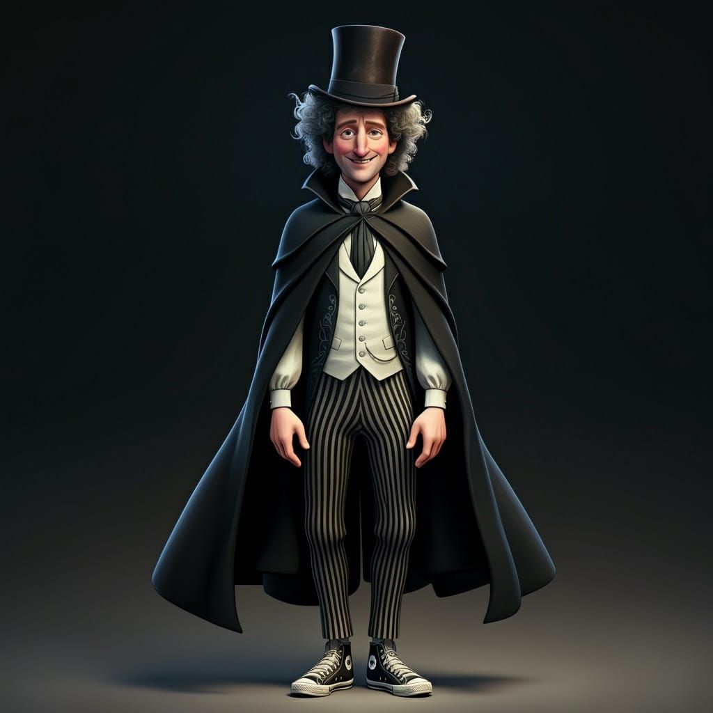 Ebeneezer Goode in Whimsical Cyberpunk Attire