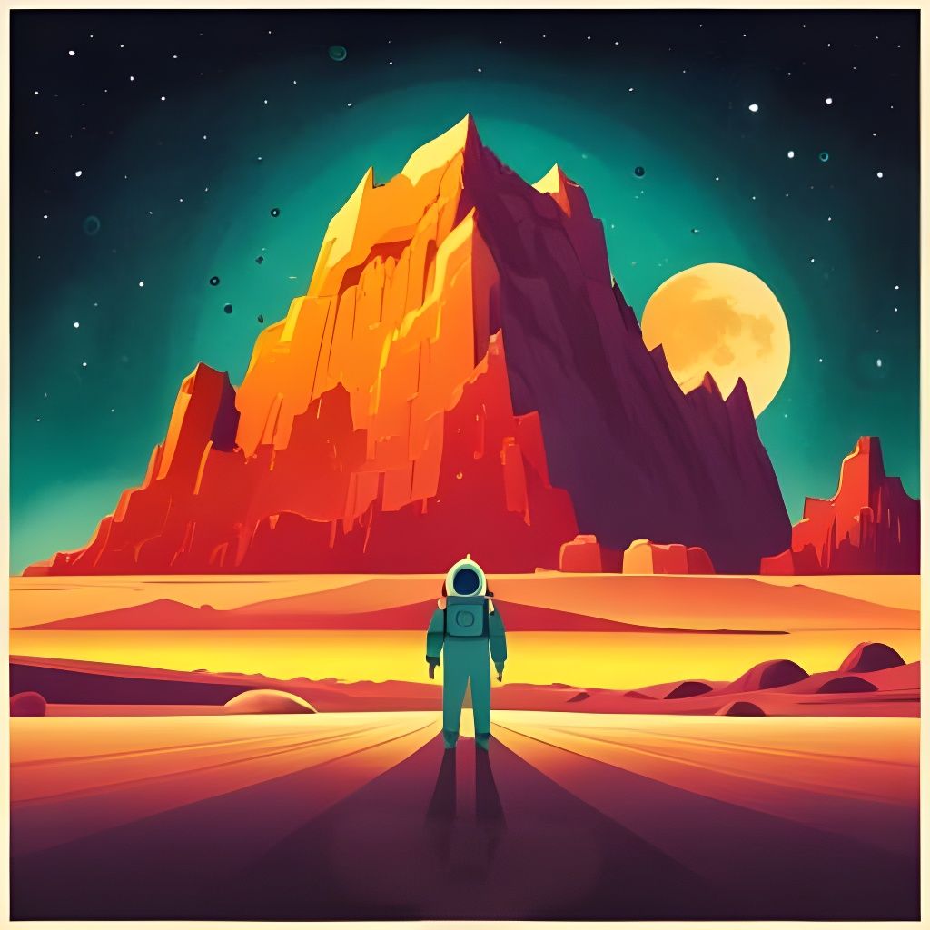 Alone on Mars: Retro Sci-Fi Galactic Poster