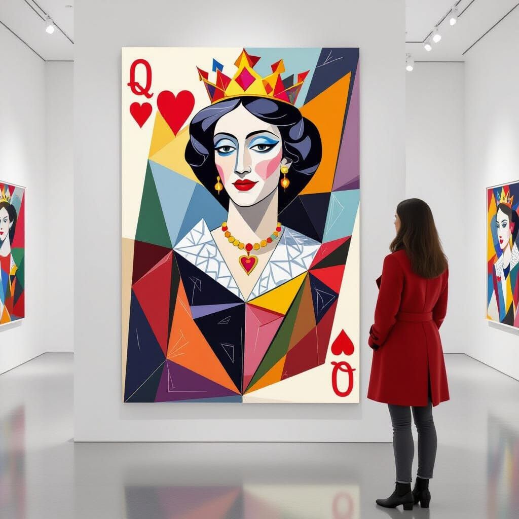 Cubist-Impressionist Queen of Hearts Poster
