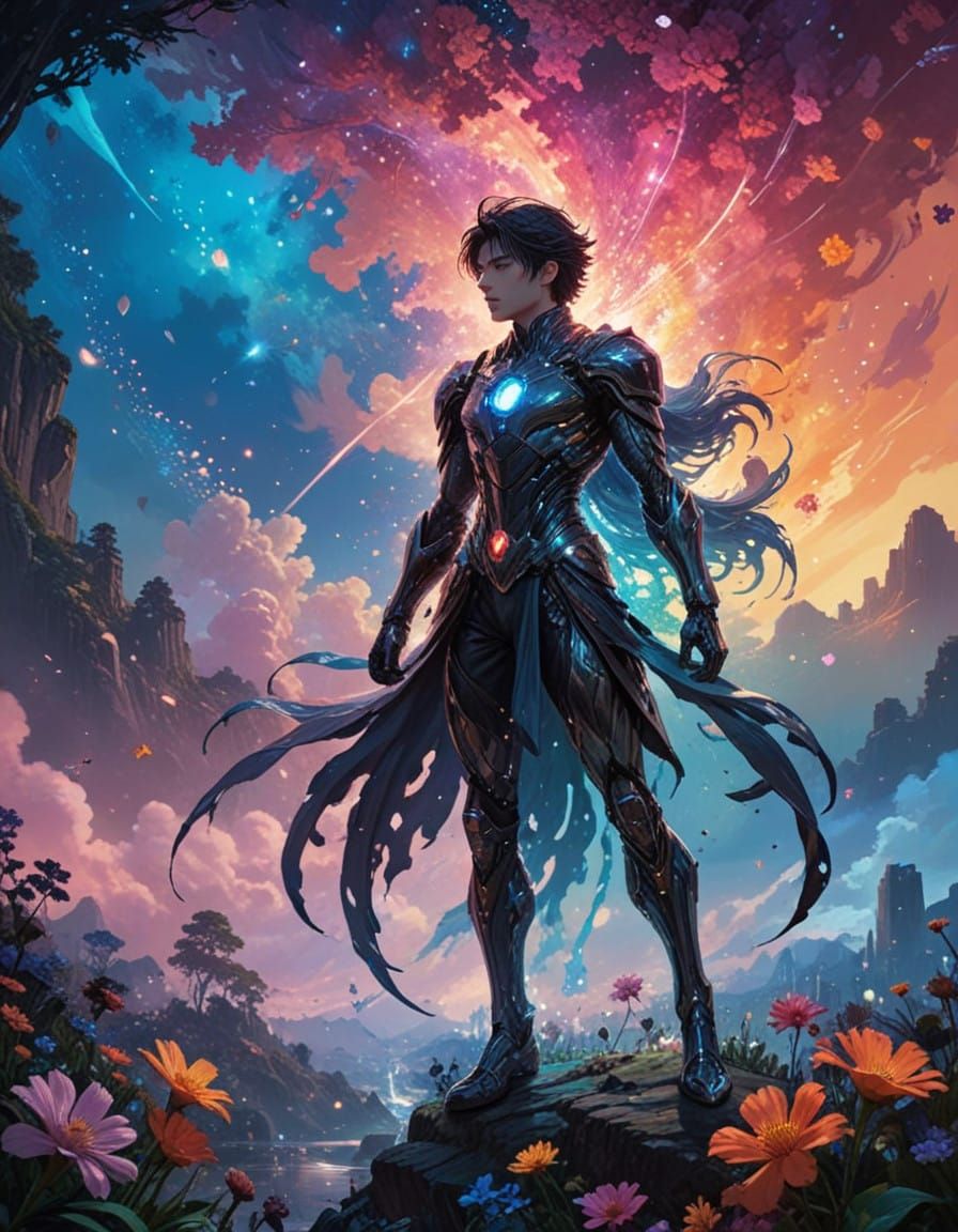 Elegant Fantasy Noble in Stellar Ballroom